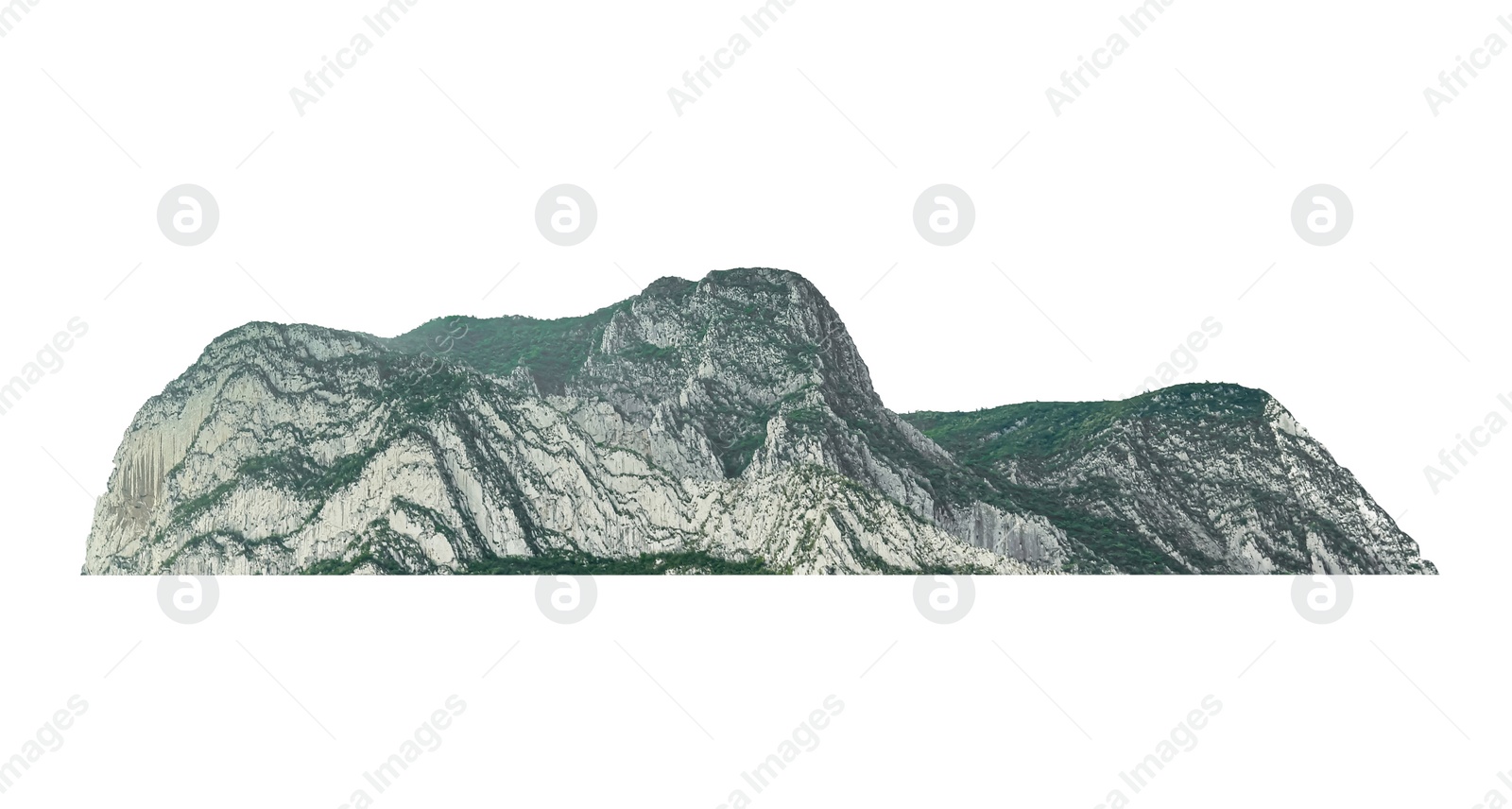 Image of Beautiful mountain with green trees isolated on white