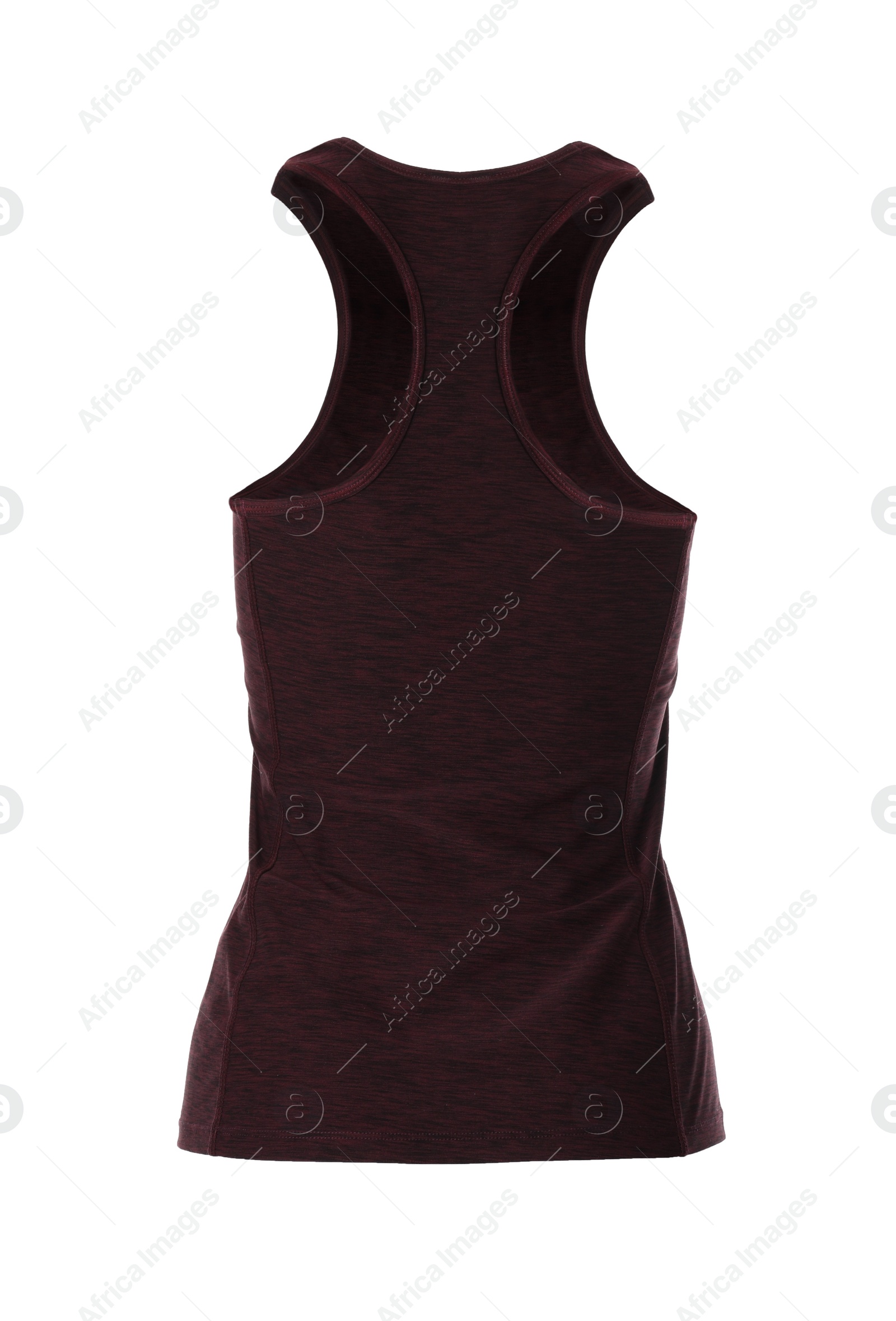 Photo of Wine red women's top isolated on white. Sports clothing