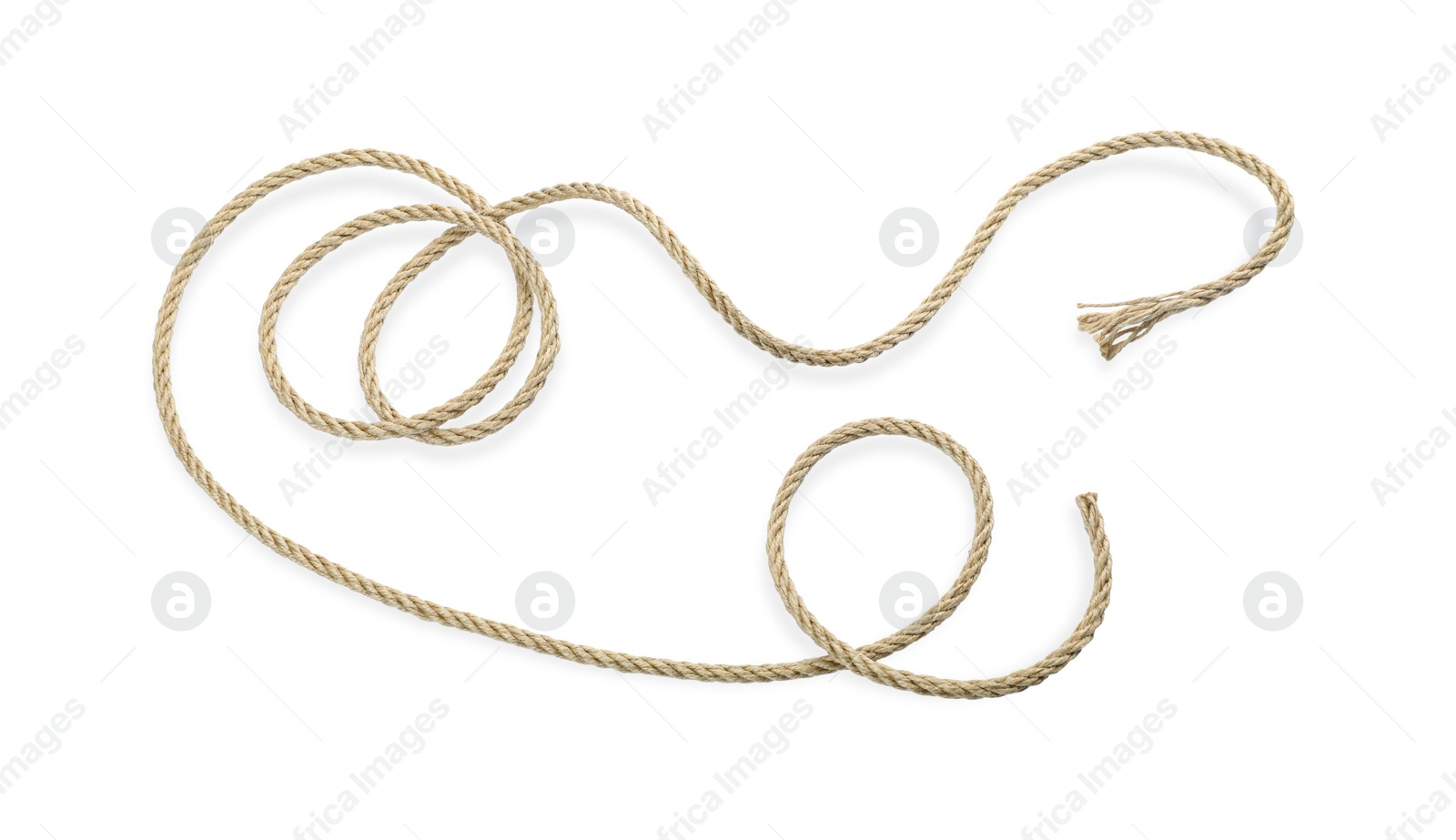 Photo of Hemp rope isolated on white, top view