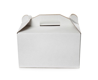 Cardboard box isolated on white, mockup for design. Food delivery