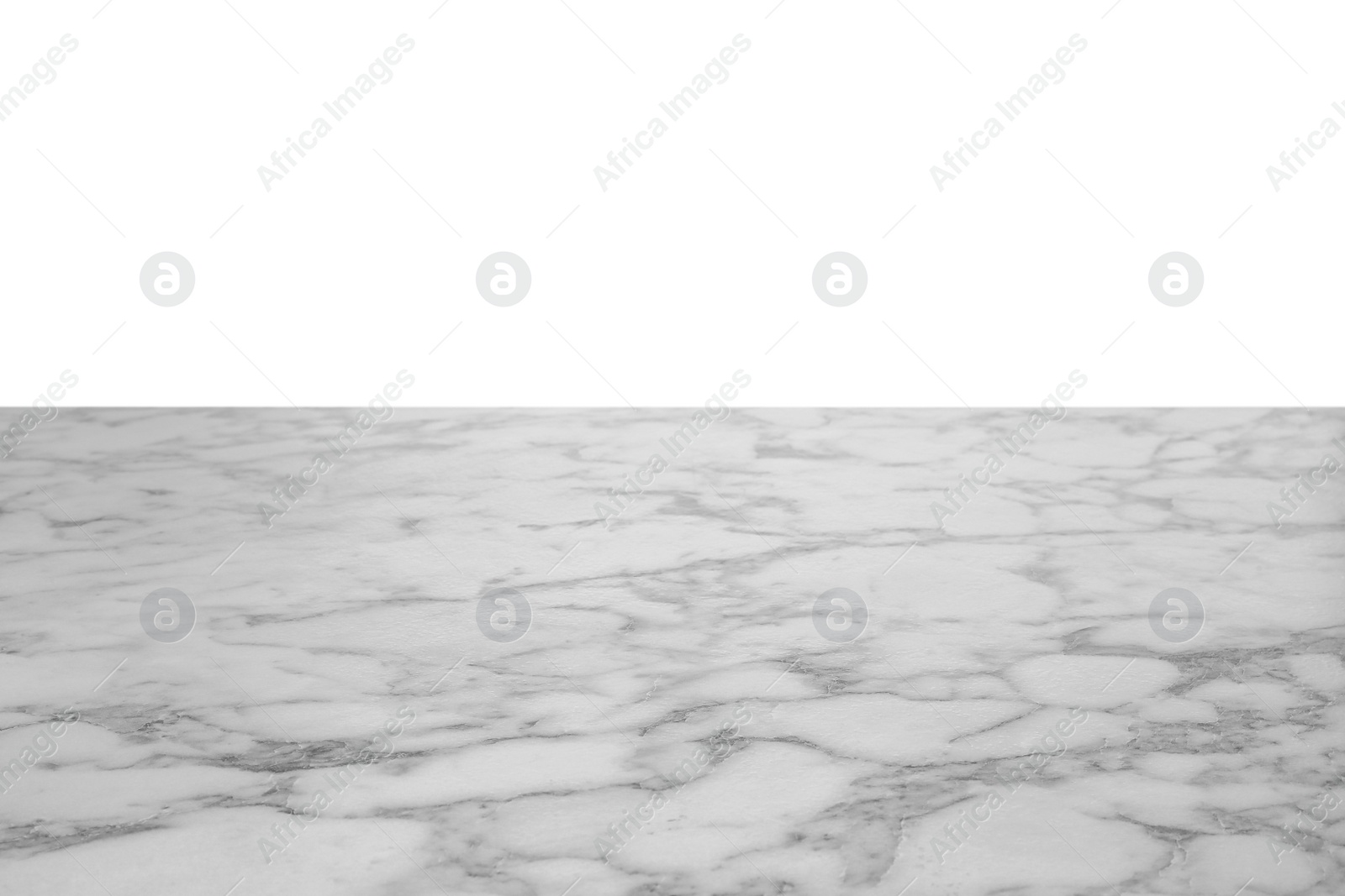 Photo of Empty marble surface against white background. Mockup for design