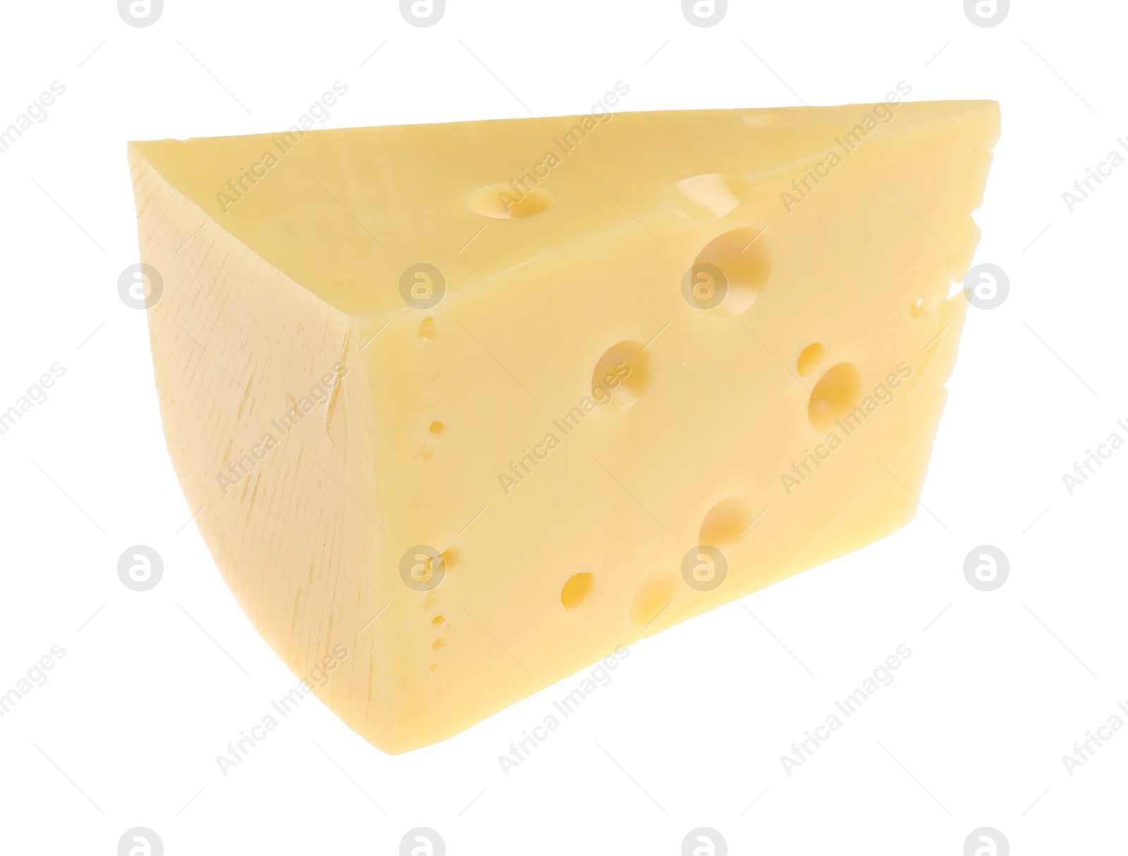 Photo of Piece of tasty cheese isolated on white