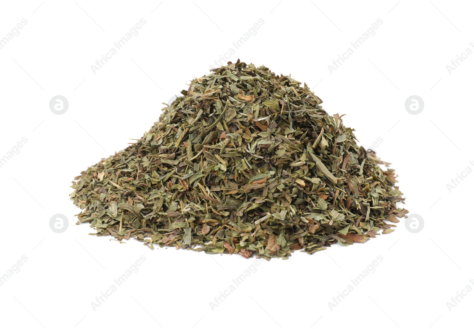 Photo of Pile of dry tarragon isolated on white