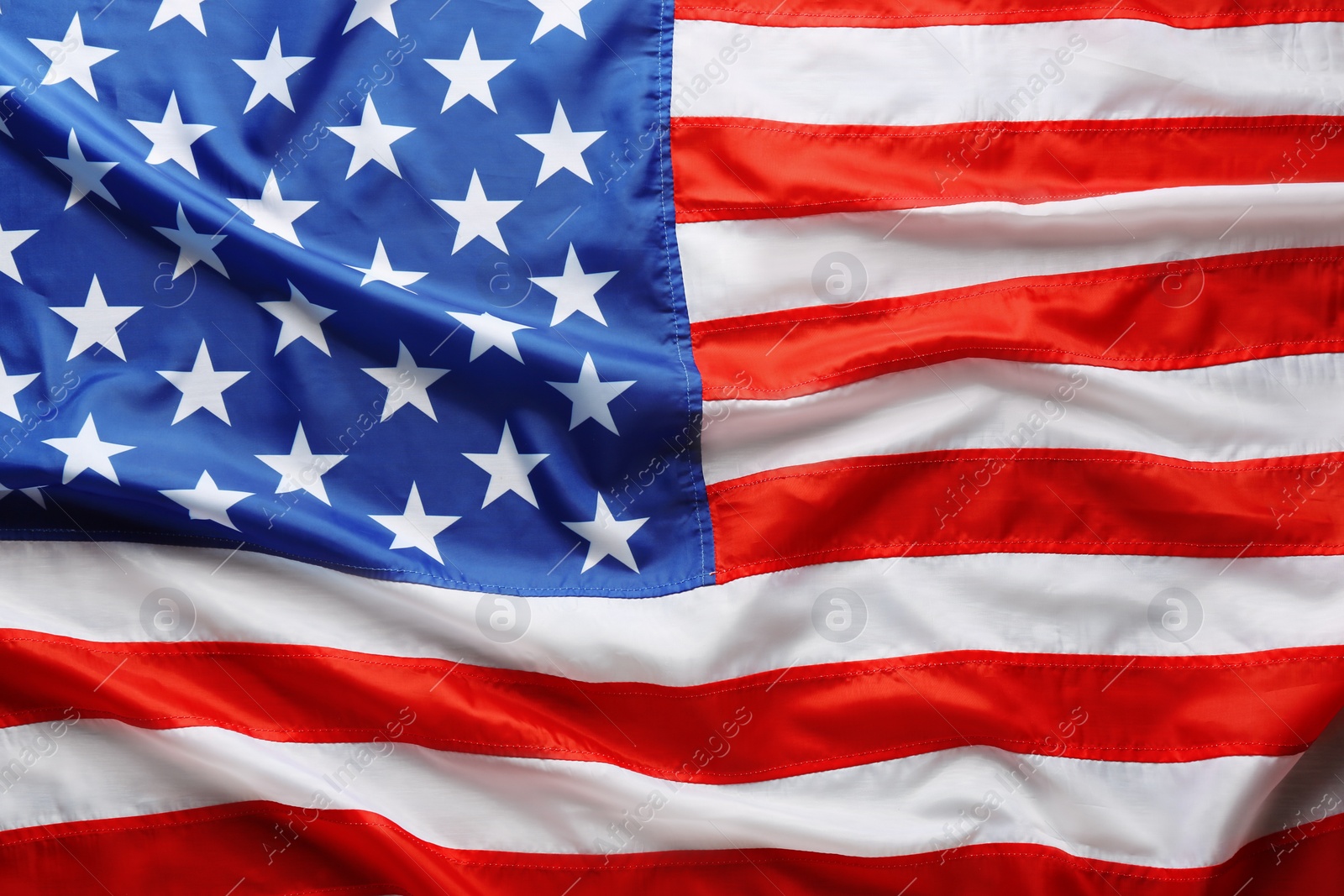 Photo of American flag as background, top view. National symbol of USA