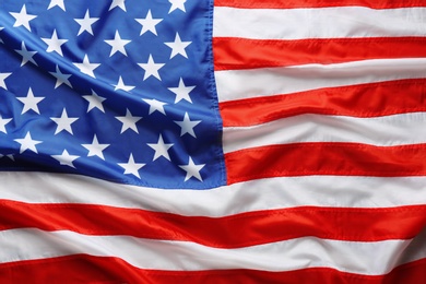 American flag as background, top view. National symbol of USA