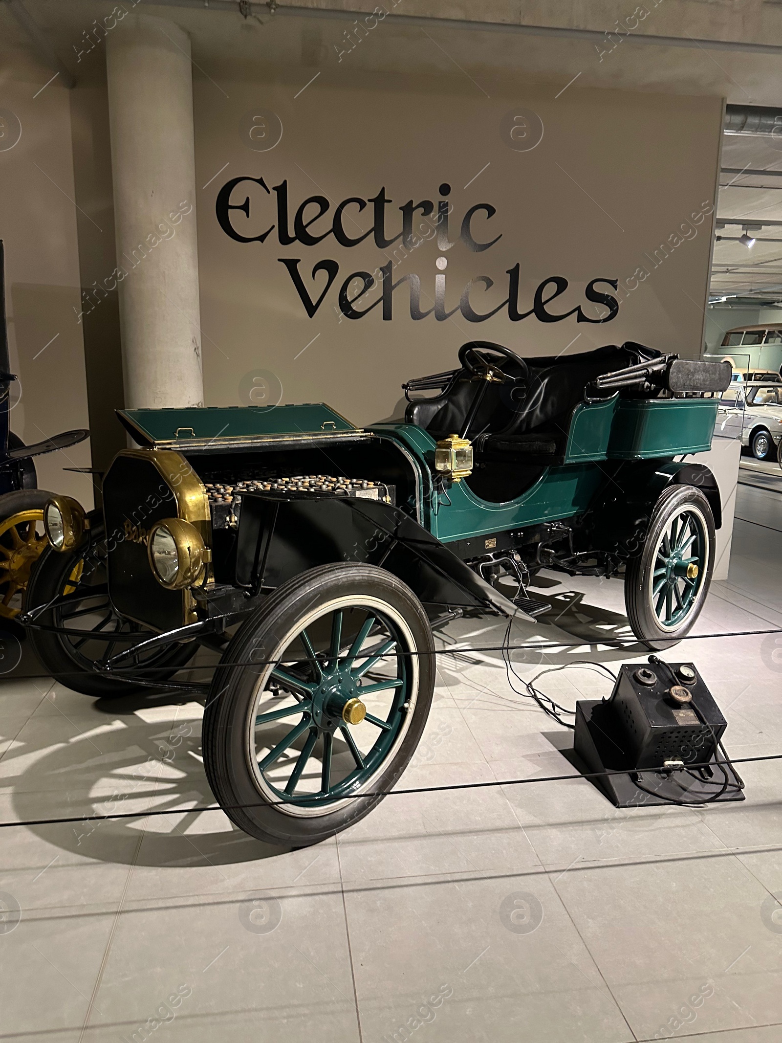 Photo of Hague, Netherlands - November 8, 2022: Beautiful view of green retro car in Louwman museum