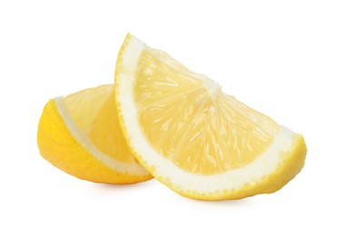 Photo of Pieces of fresh lemon isolated on white