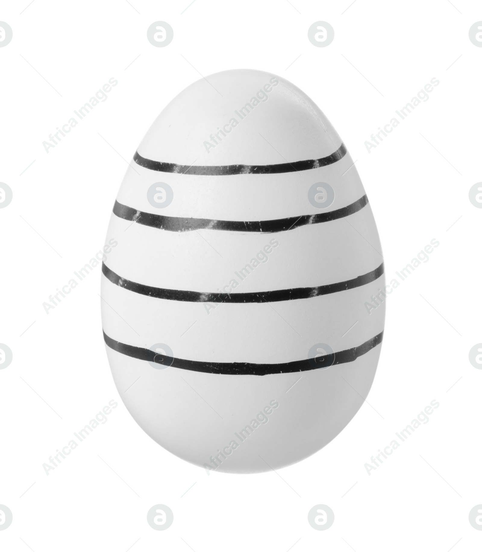 Photo of One striped Easter egg isolated on white