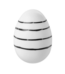 Photo of One striped Easter egg isolated on white