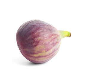 Whole ripe purple fig on white background