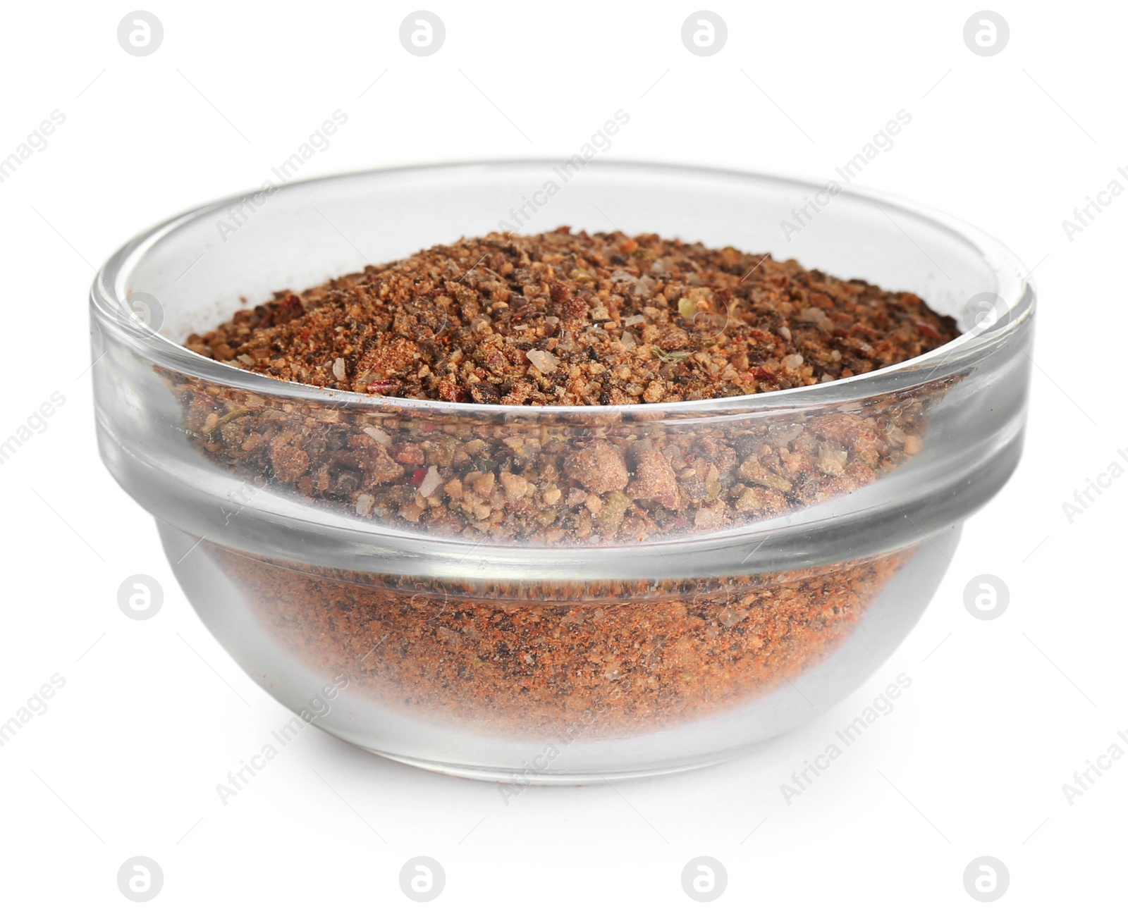 Photo of Bowl of ground pepper isolated on white