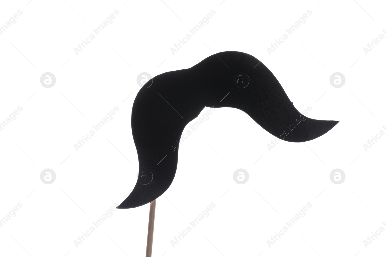 Photo of Fake paper mustache on stick against white background