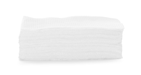 Photo of Stack of paper tissues on white background