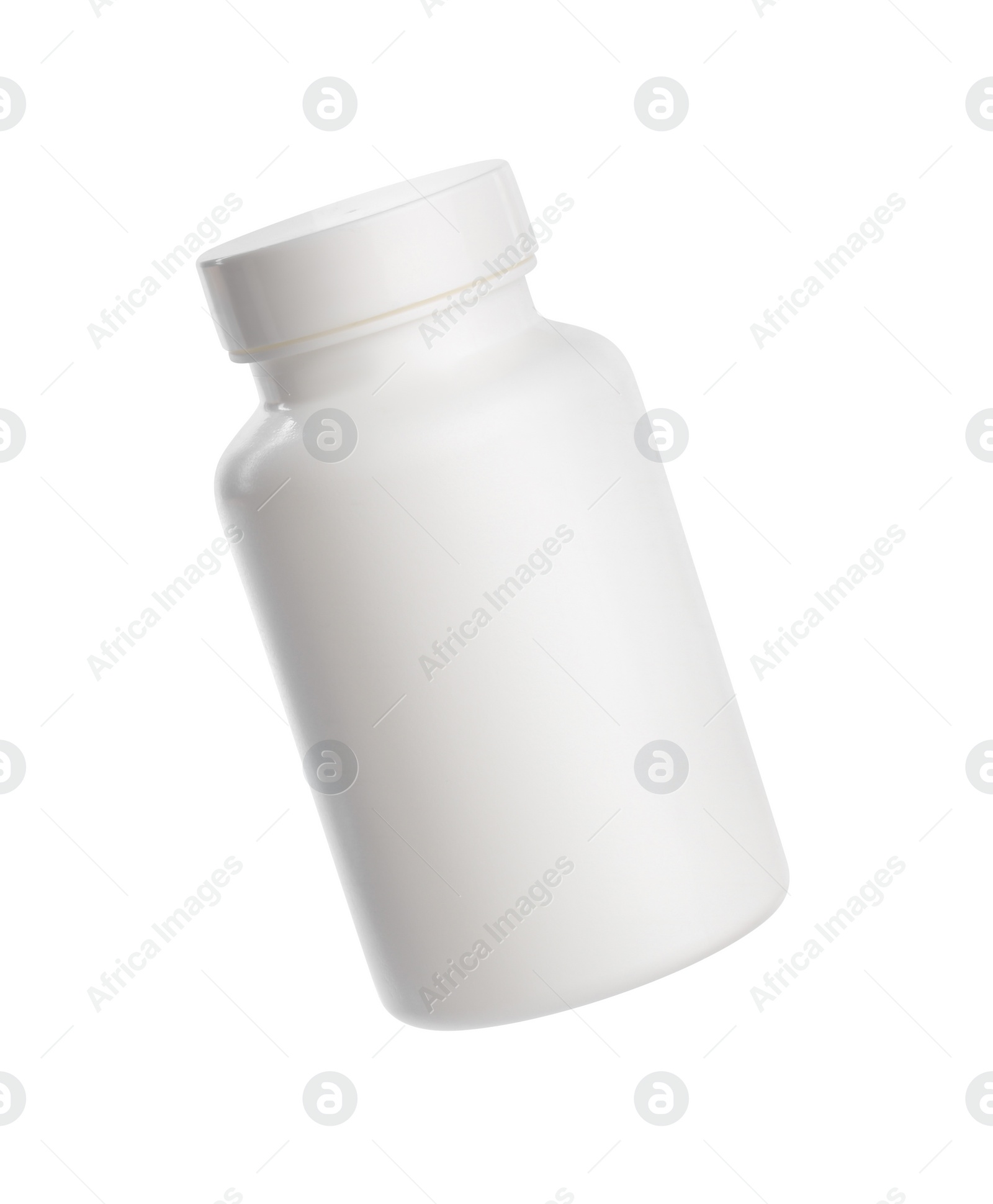 Photo of Blank plastic pill bottle isolated on white