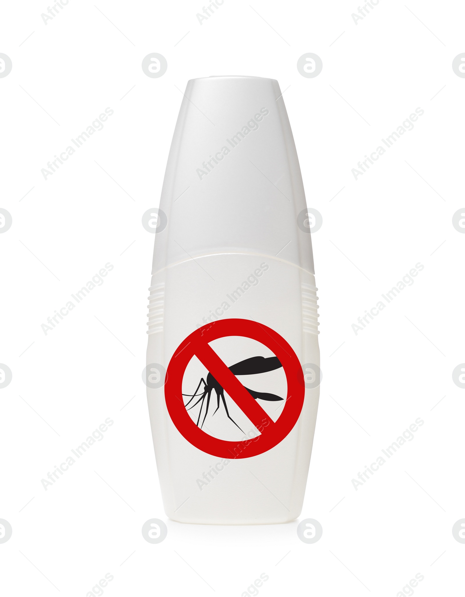 Image of Bottle of insect repellent on white background