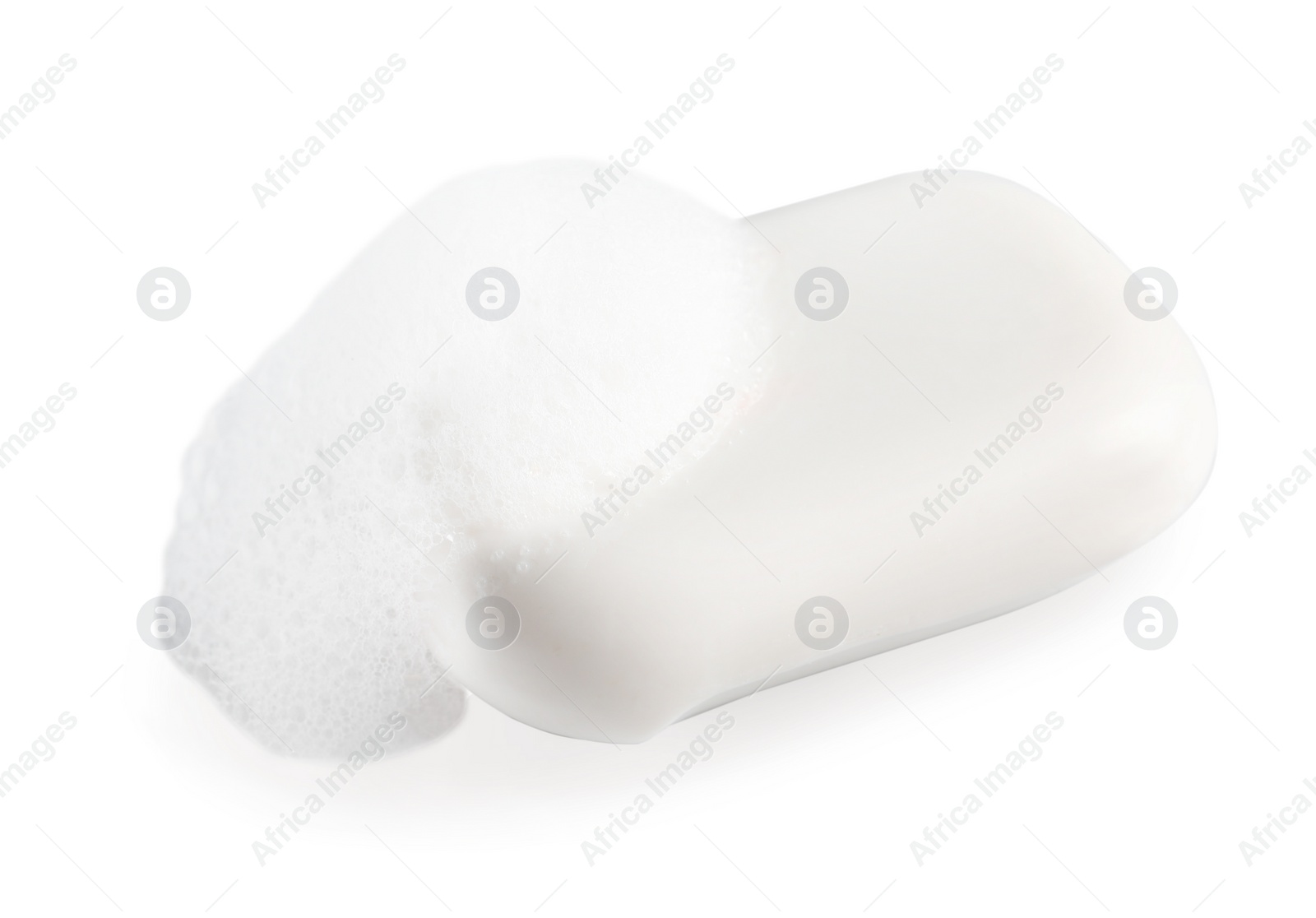 Photo of Soap with fluffy foam isolated on white