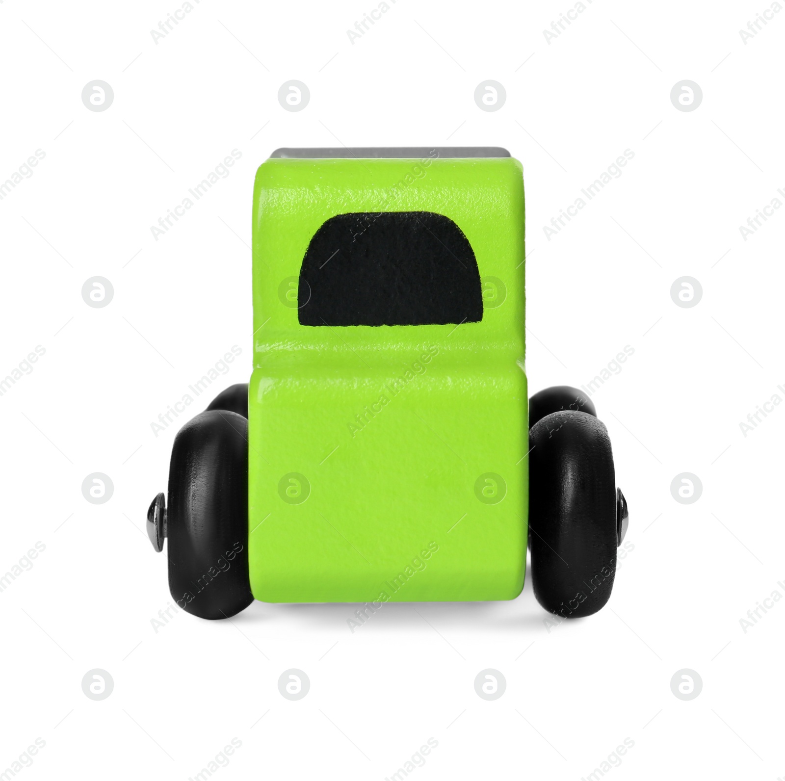 Photo of One green truck isolated on white. Children's toy