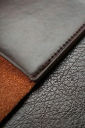 Photo of Texture of different leather as background, closeup