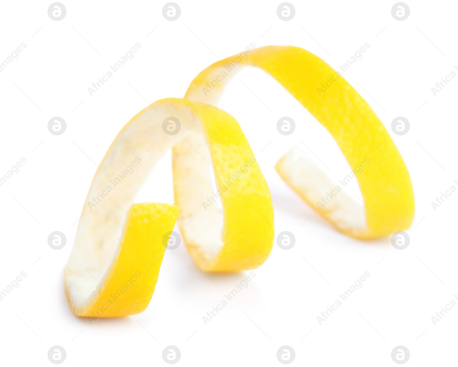 Photo of Fresh peel of lemon on white background