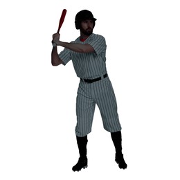 Image of Silhouette of baseball player on white background