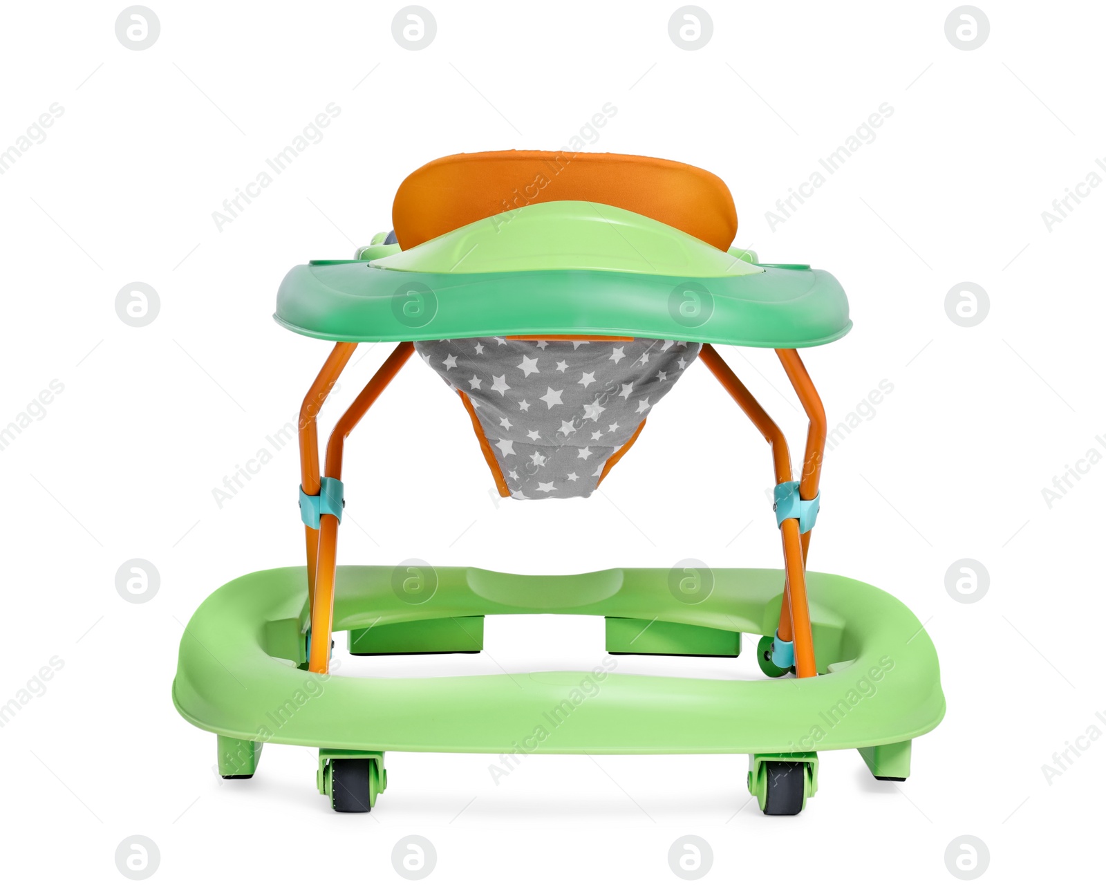 Photo of One bright baby walker isolated on white