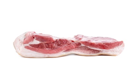 Photo of One piece of raw pork belly isolated on white
