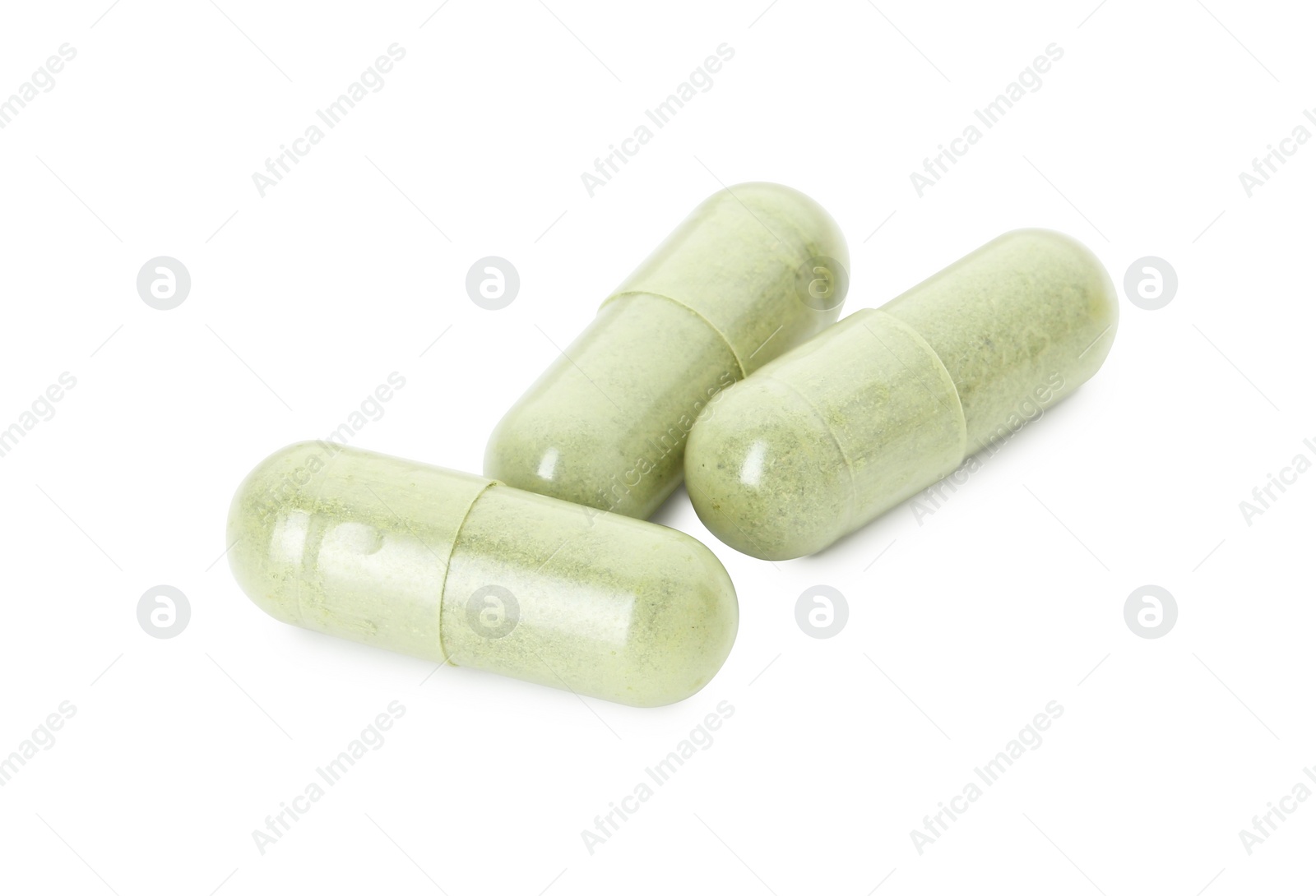 Photo of Vitamin capsules isolated on white. Health supplement