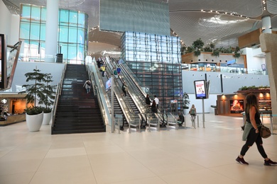 ISTANBUL, TURKEY - AUGUST 13, 2019: Interior of new airport terminal