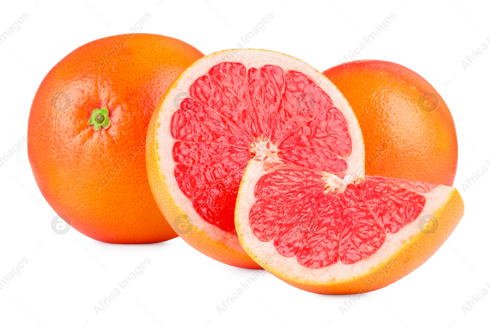 Photo of Fresh ripe grapefruits isolated on white. Citrus fruit