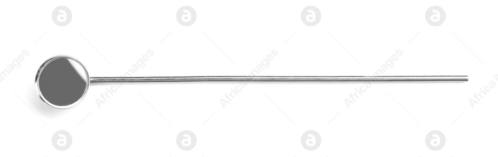 Photo of Dental mirror on white background, top view. Medical tool