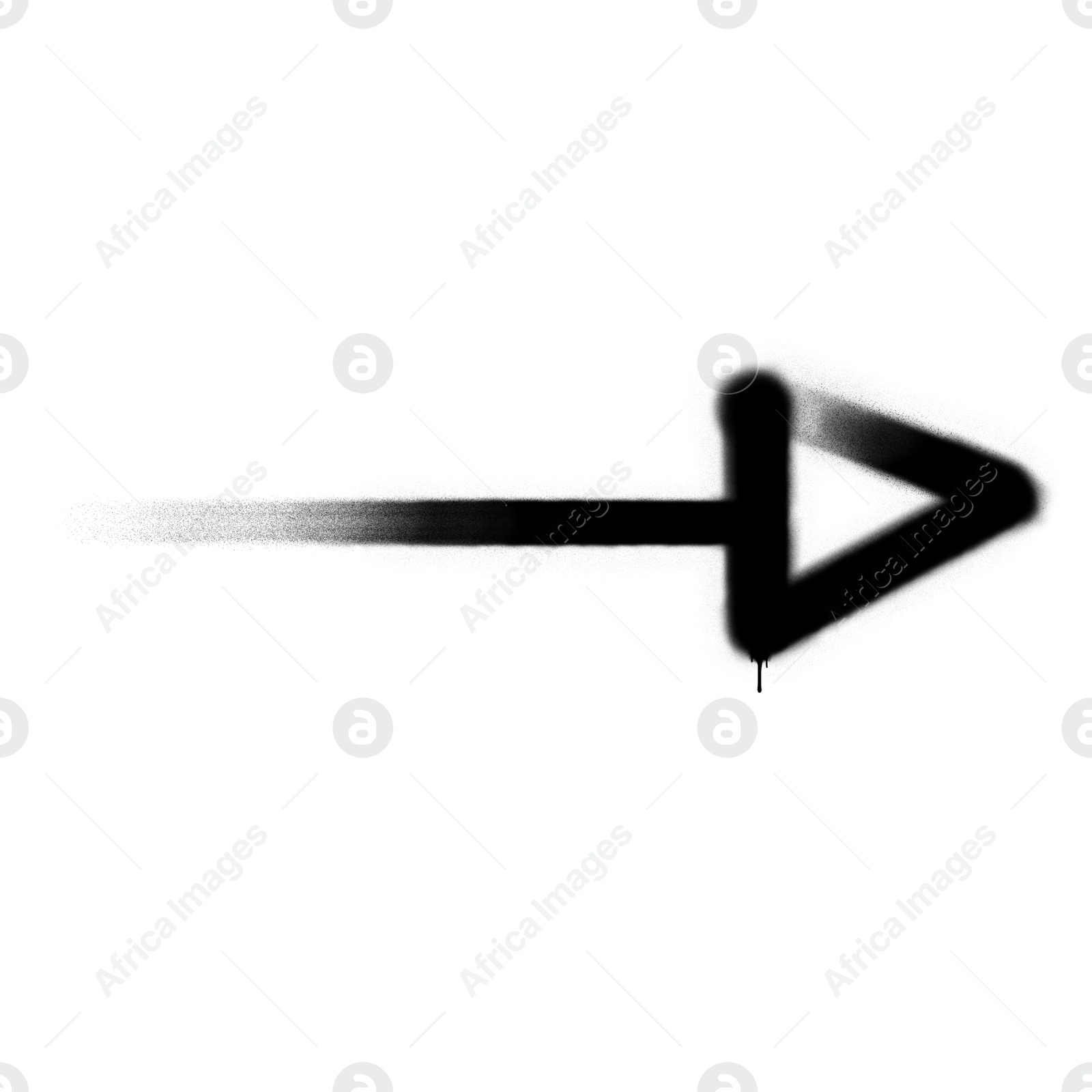 Illustration of Arrow drawn by black spray paint on white background