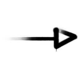 Arrow drawn by black spray paint on white background