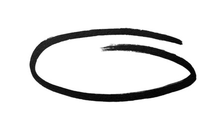Photo of Ellipse drawn with black marker on white background, top view