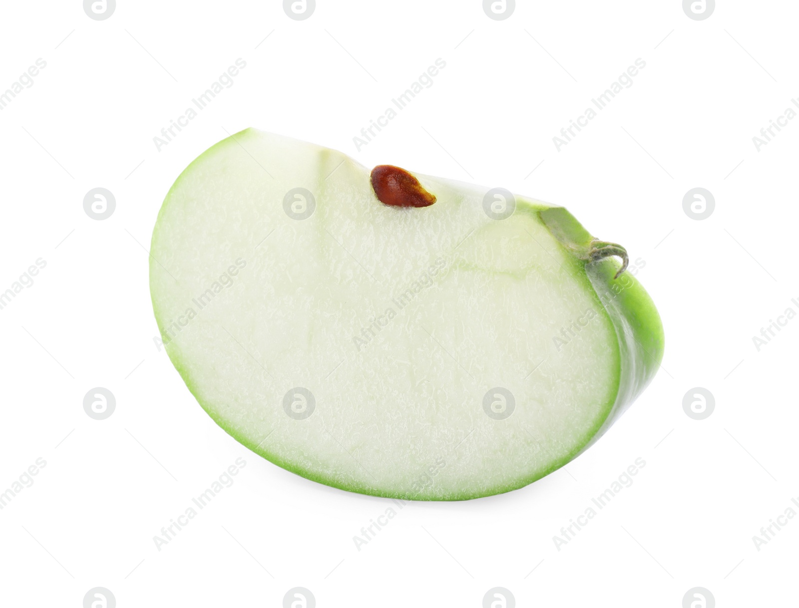 Photo of Slice of juicy apple on white background