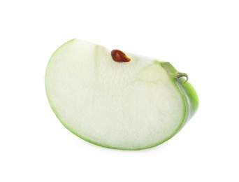 Photo of Slice of juicy apple on white background