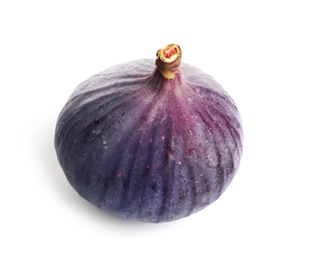 Whole ripe purple fig on white background