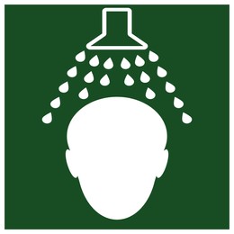 Image of International Maritime Organization (IMO) sign, illustration. Emergency shower