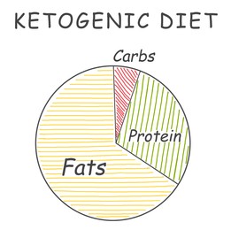Food chart on white background, illustration. Keto diet