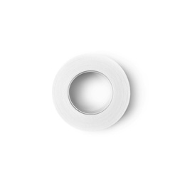 Photo of Medical sticking plaster roll isolated on white. First aid item
