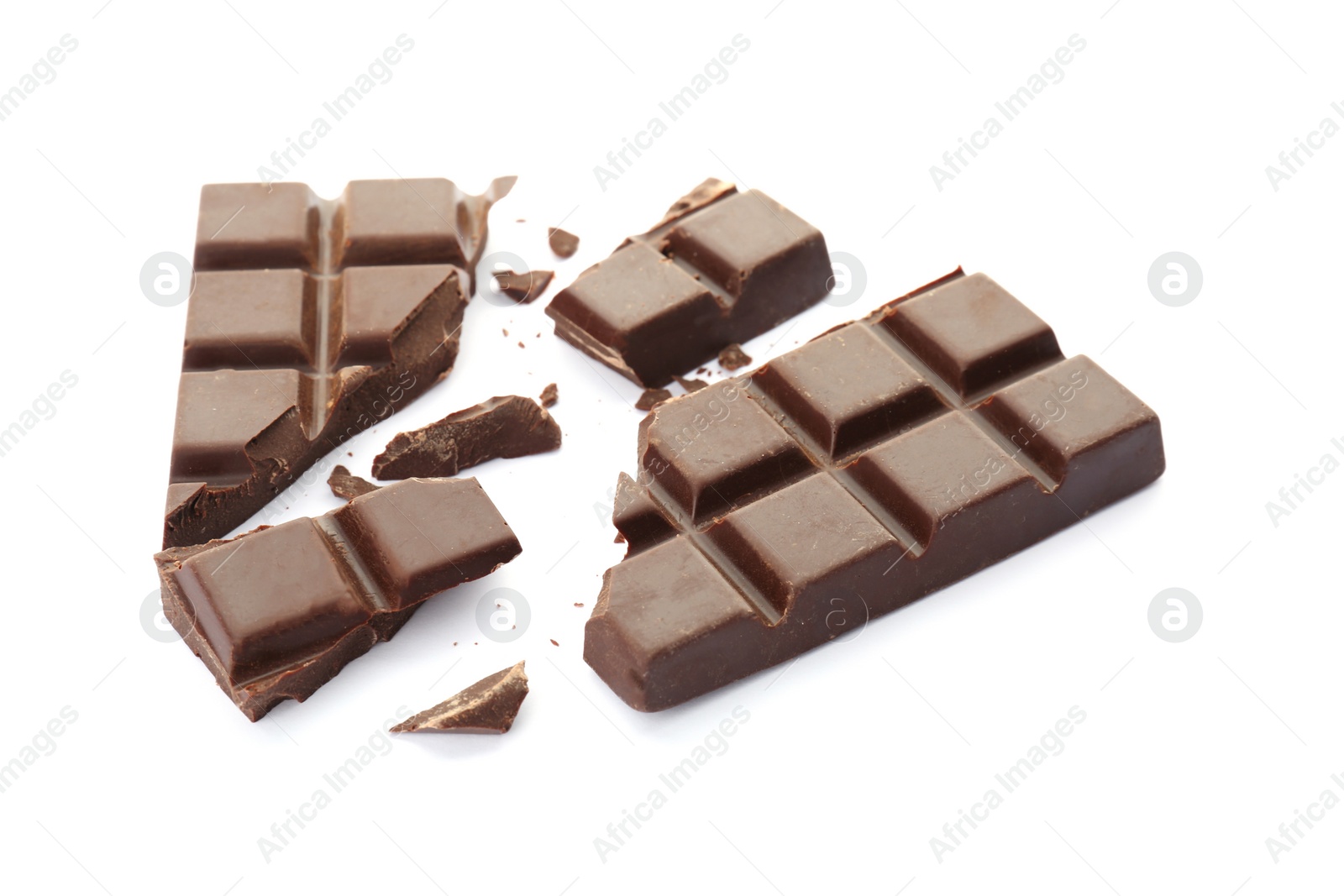 Photo of Delicious black chocolate on white background