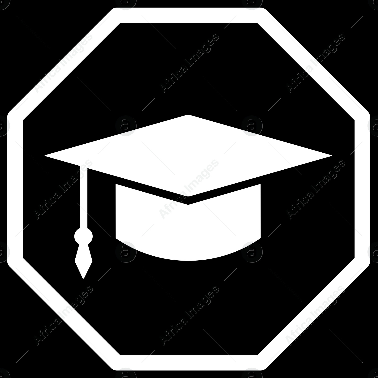 Image of Square academic cap in frame, illustration on black background