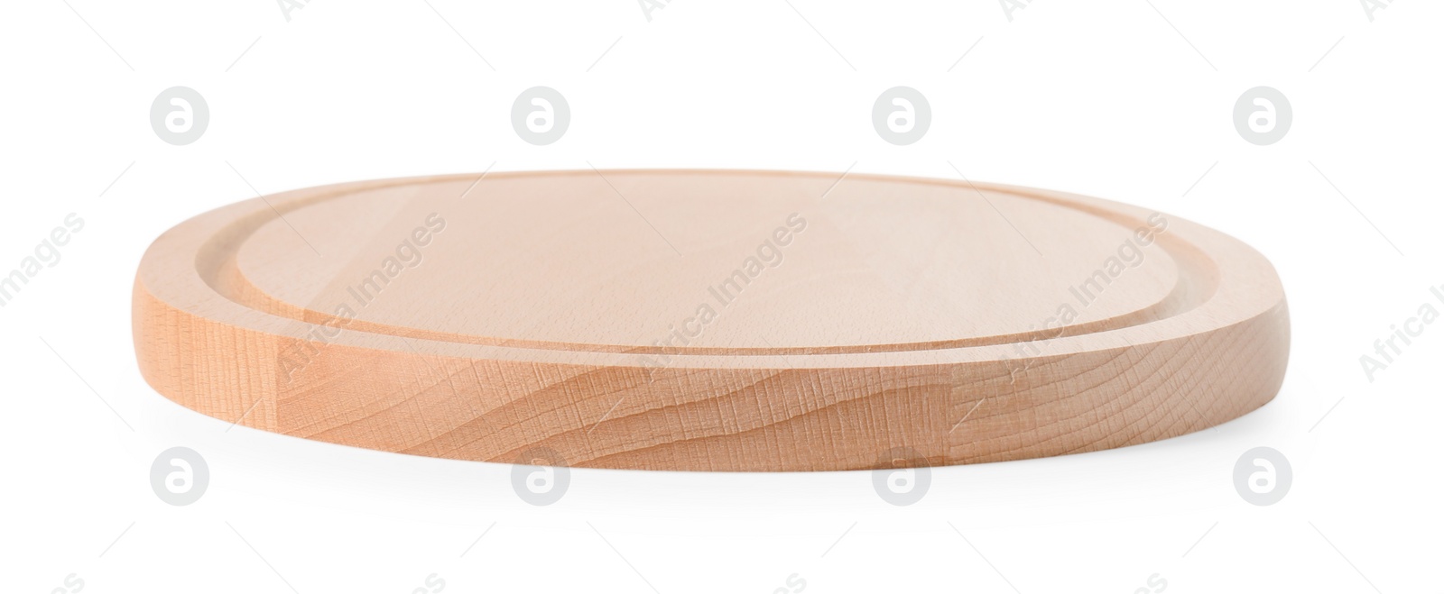 Photo of One wooden cutting board on white background