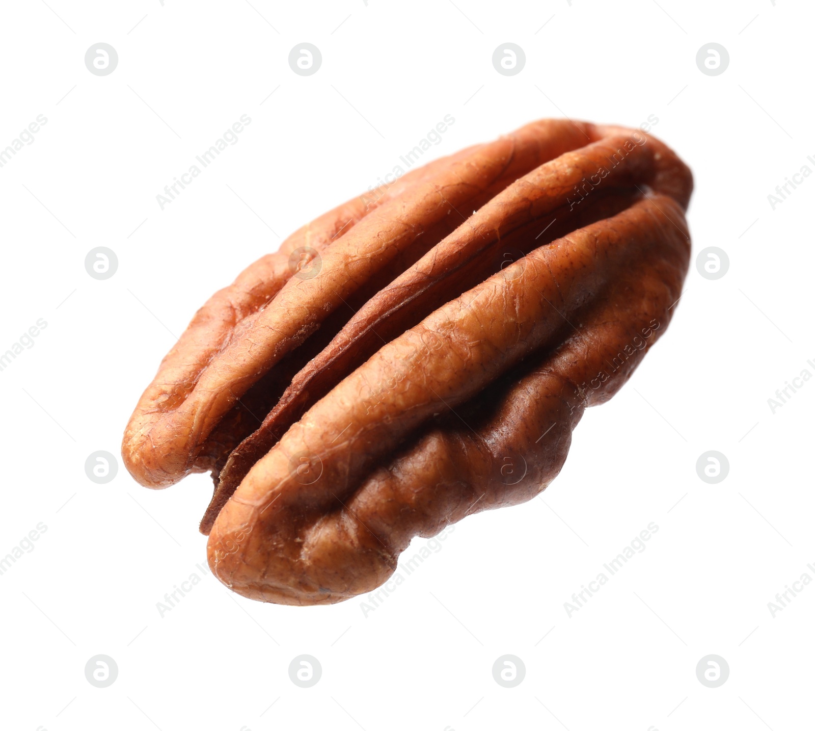 Photo of One tasty pecan nut isolated on white