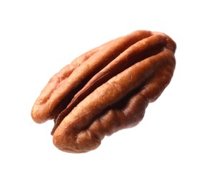 One tasty pecan nut isolated on white