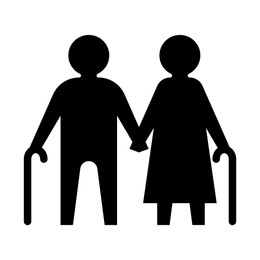 Elderly couple on white background, illustration. Retirement concept