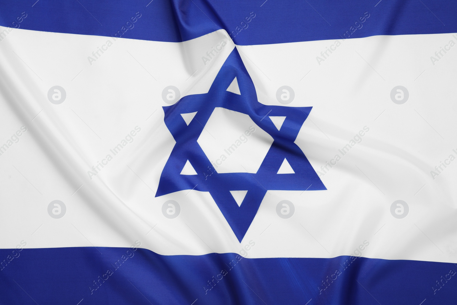 Photo of Flag of Israel as background, top view. National symbol