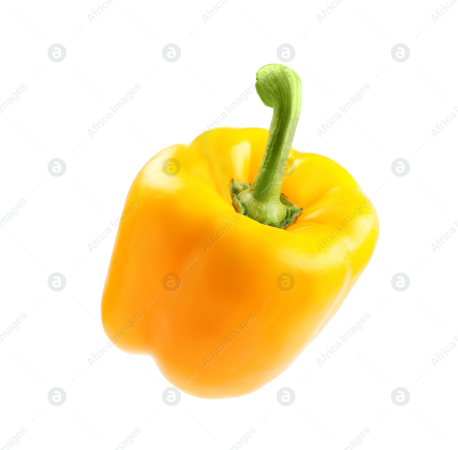 Photo of Ripe yellow bell pepper isolated on white