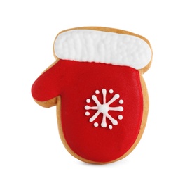 Photo of Tasty homemade Christmas cookie on white background