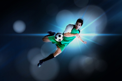 Shot of football player in action. Creative design