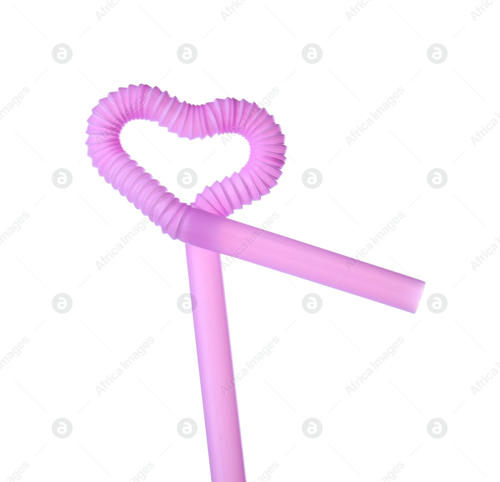 Photo of Light purple plastic cocktail straw isolated on white